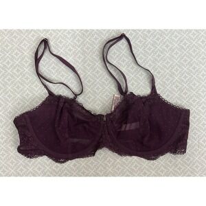 Victoria SecretDream Angels  38 C Burgundy Push Up Without Padding Lace Wire Bra